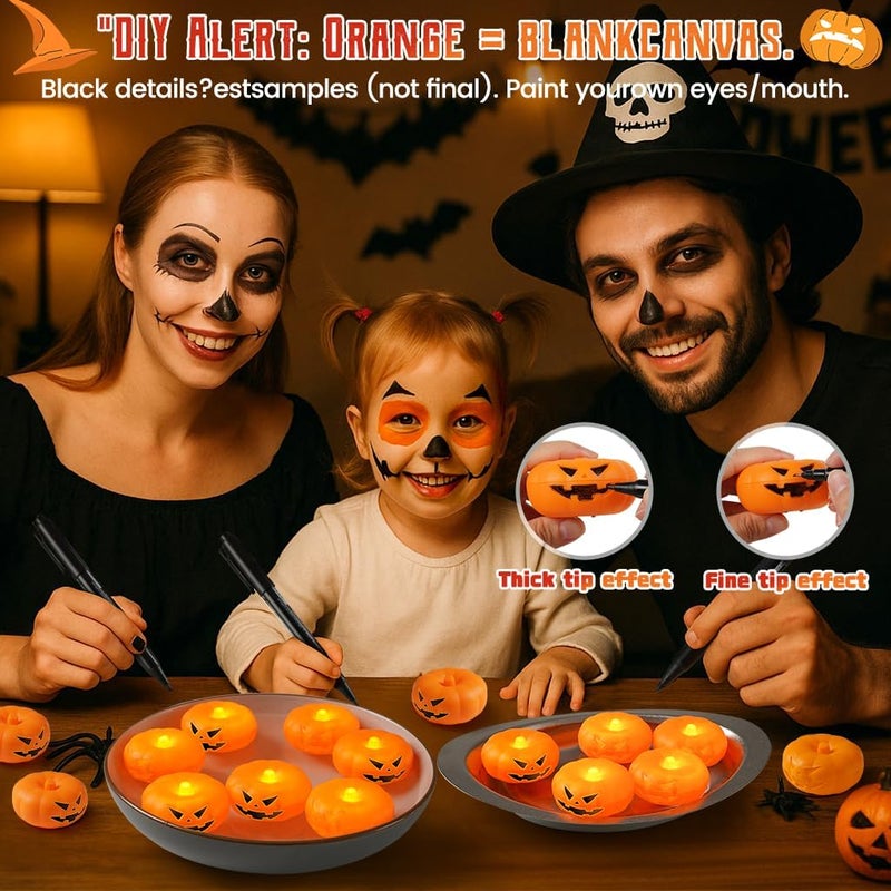 QQFCTOO 2.3” x12PK Orange Floating Candles-Halloween Flameless Water - Activated Candles, 180+ Hours Long - Lasting- Fall Decorations- Pool Decor-Thanksgiving Decorations - Image 4